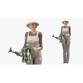 Elderly Woman Farmer Rigged 3D